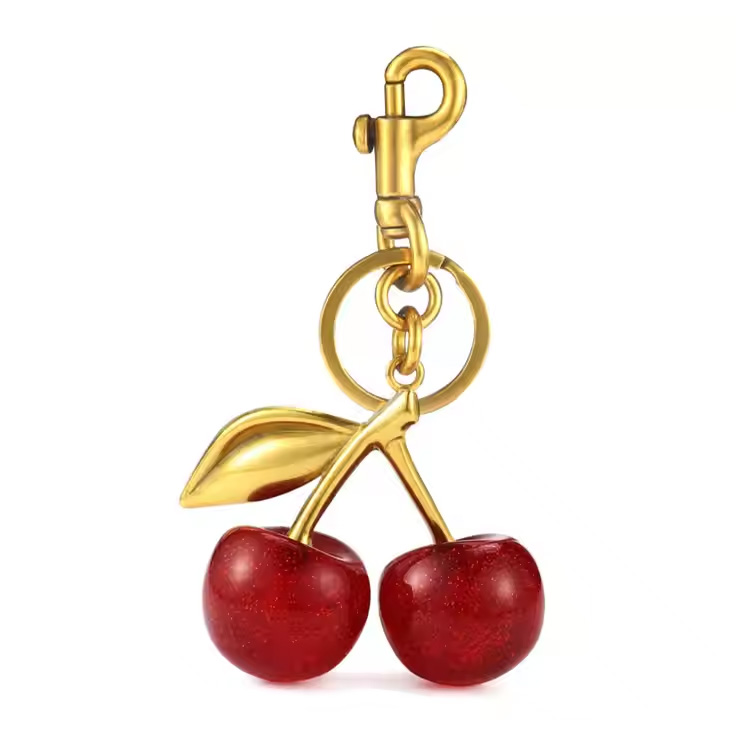 Muoti 3D Crystal Red Cherry Summer Riipan avainketju
