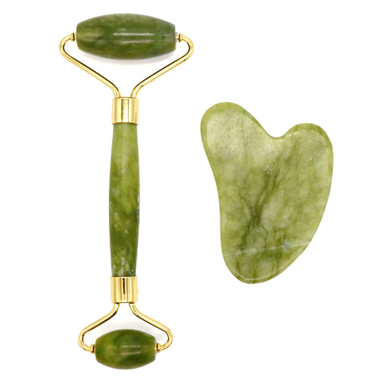 Hieronta Jade Roller Gua Sha -setti kasvoille