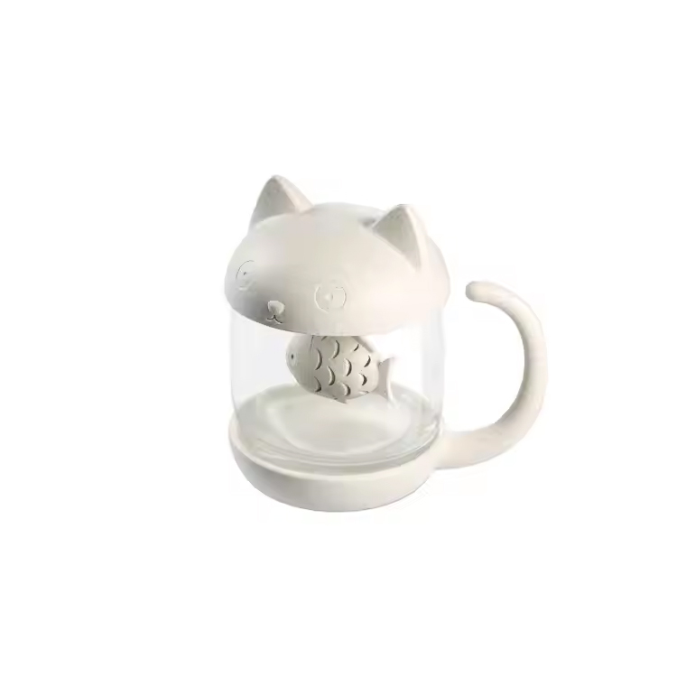 Office Tea Cup kala-infuser-suodatin kissan muotoinen lasitavara